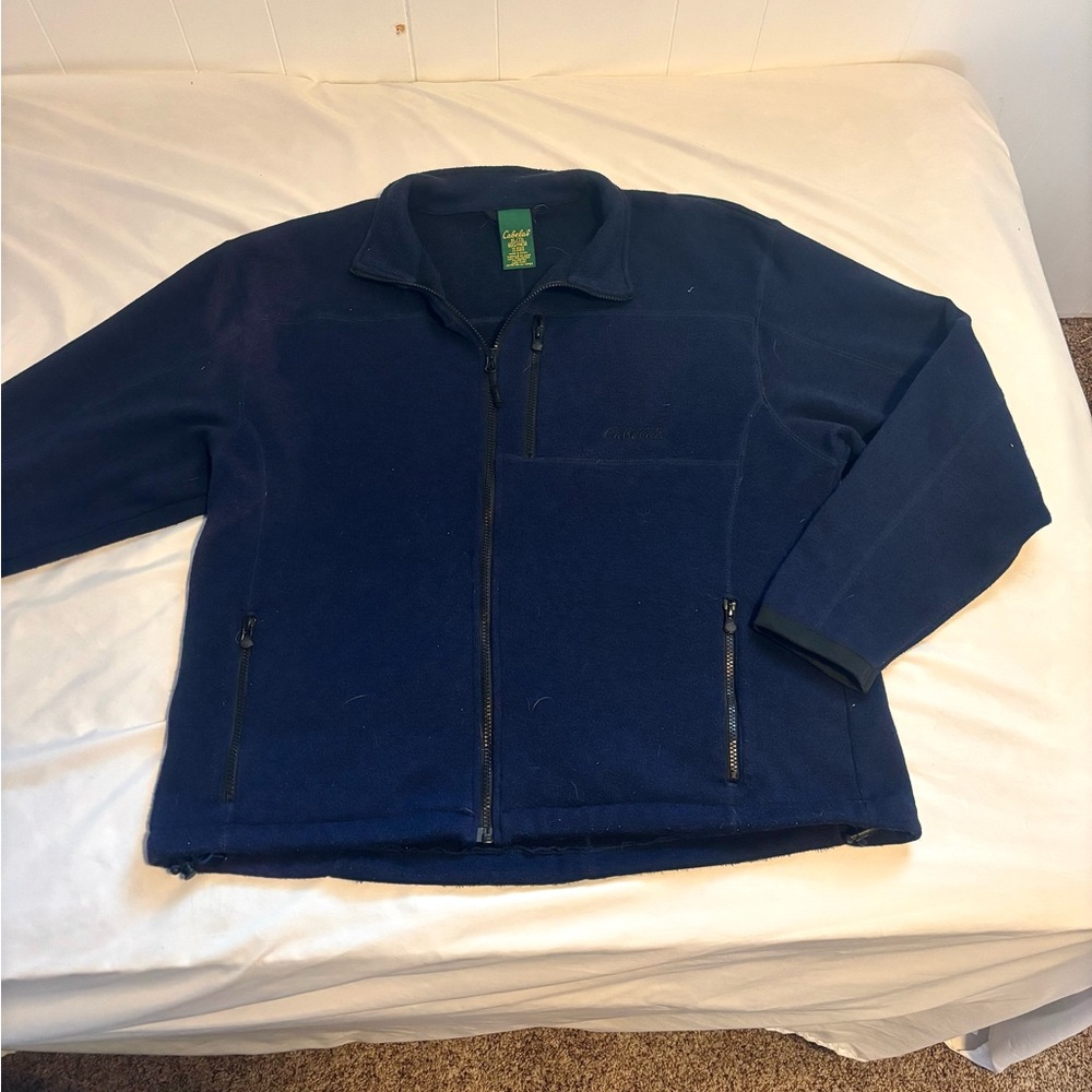 Cabela's Blue Zip Up Fleece Sweater